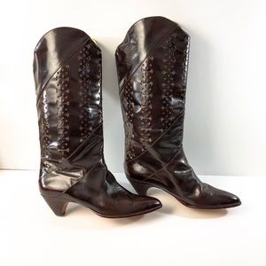 Vero Cuoio Brown Authentic Leather Cowboy Boots